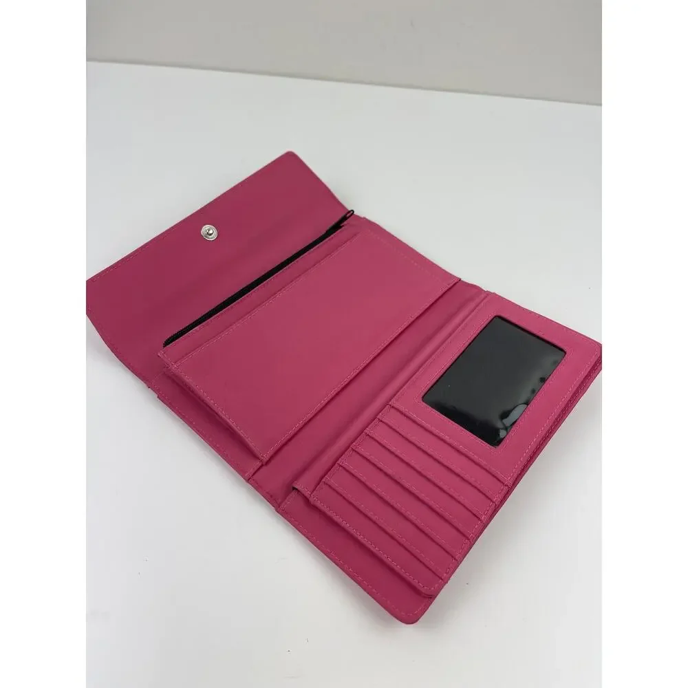 VTG Kate Spade Bubblegum Pink Foldover Clutch Wallet Barbiecore Card Money Y2K - Picture 4 of 10